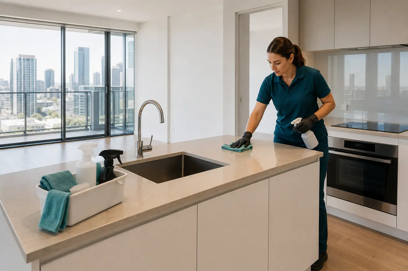 Representative end of lease cleaning in a Perth CBD rental property